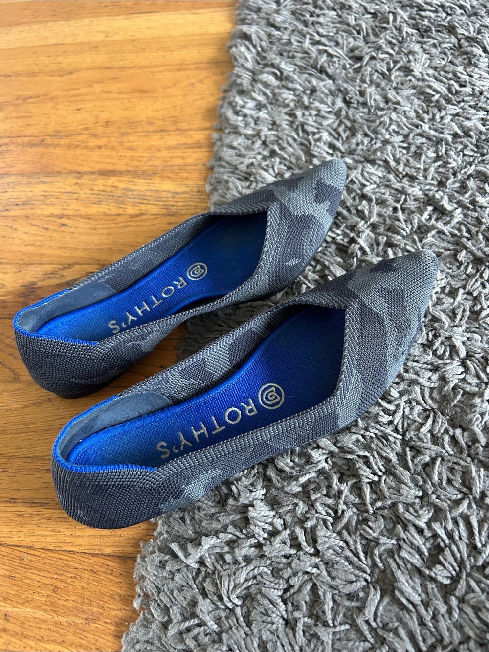 Rothy's Women's Pointed Flats in Gray Camo Knit Size 6.5